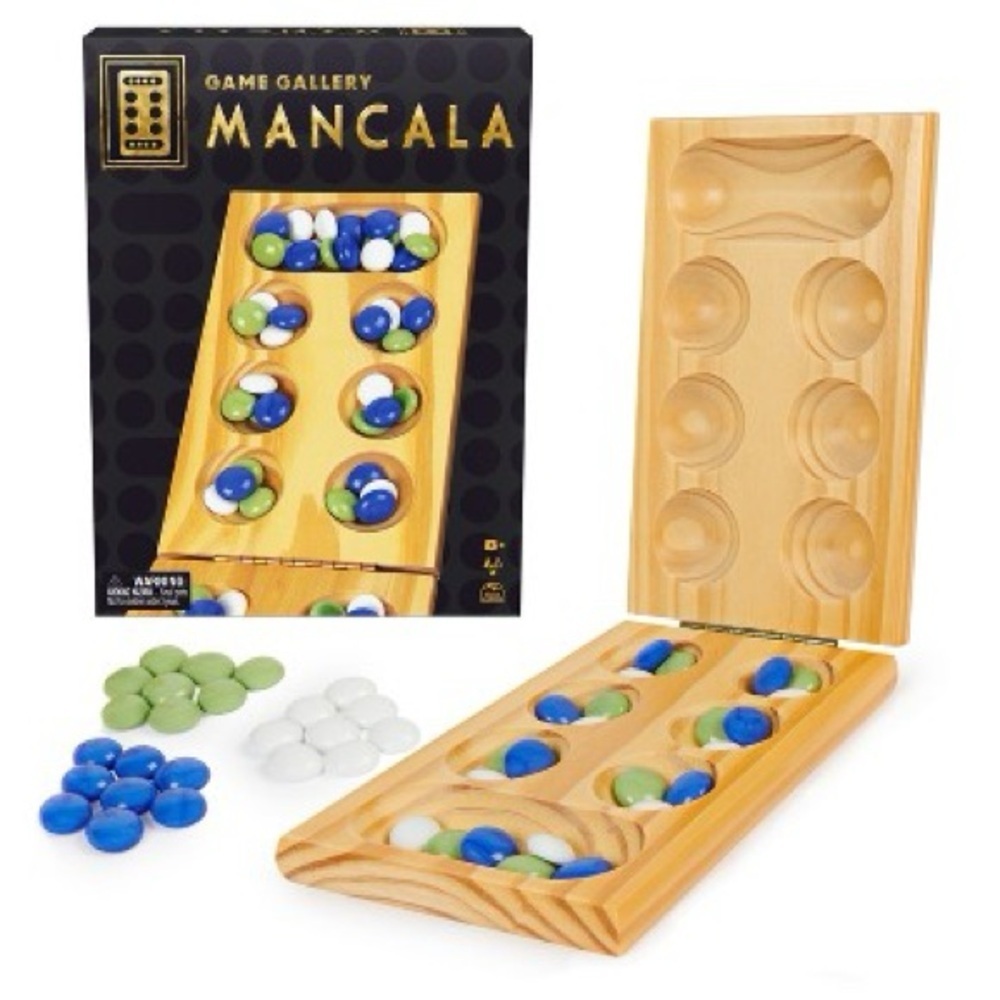 Game Gallery Solid Wood Mancala Gallery Mancala - Gold, Blue, Green, holidays